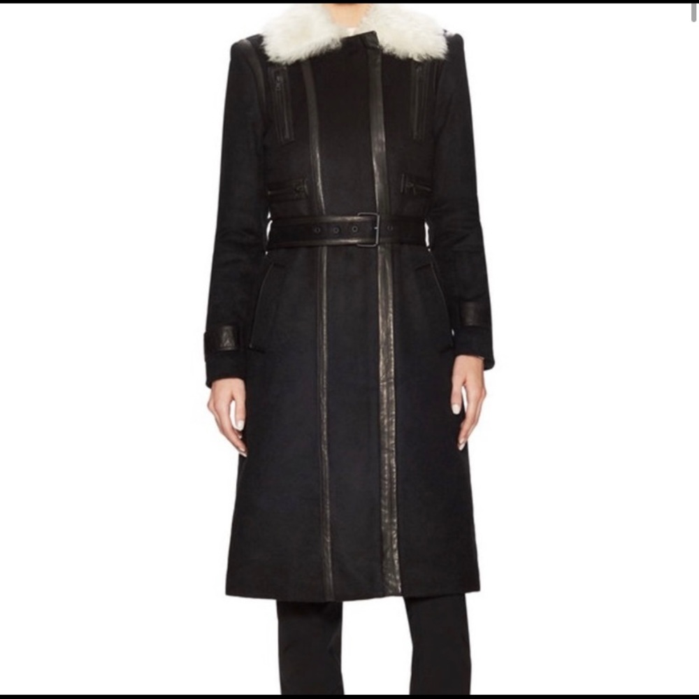 Alice + Olivia Saul Shearling collar Coat Medium